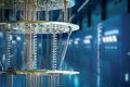 Golden quantum computer machine close up