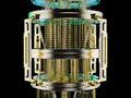Golden quantum computer machine close up Royalty Free Stock Photo