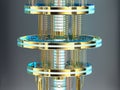 Golden quantum computer machine close up Royalty Free Stock Photo