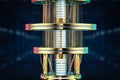 Golden quantum computer machine close up Royalty Free Stock Photo