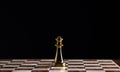 Golden queen chess figure on chessboard