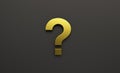 Golden Question Mark Isolated. 3D Render illustration Royalty Free Stock Photo