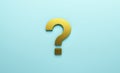 Golden Question Mark Isolated. 3D Render illustration Royalty Free Stock Photo