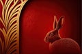 Golden rabbit on red for 2023 chinese new year