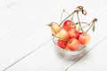 Golden rainier cherries, aged agriculture. Delicious dessert diet food Royalty Free Stock Photo