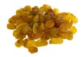 Golden raisins over white Royalty Free Stock Photo