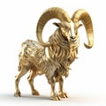Golden Ram 3d Graphic: Artgerm Style With Unpolished Authenticity