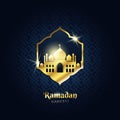 Golden Ramadan Kareem greeting banner