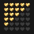 Golden Rating Hearts Panel Set. Vector Royalty Free Stock Photo