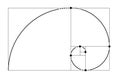 Golden ratio. Fibonacci ideal proportion sections, divinity and eternity spiral symbol isolated template. Royalty Free Stock Photo