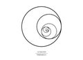 Fibonacci Sequence Circle. Golden ratio. Geometric shapes spiral. Circles in golden proportion. Futuristic minimalist design