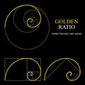 Golden ratio template set. Proportion symbol. Graphic Design element. Golden section spiral.
