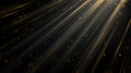 Golden rays of light on a black background. Royalty Free Stock Photo