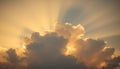 Golden Rays of Sun Breaking Through Dramatic Clouds Royalty Free Stock Photo