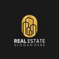 Golden Real estate building city Logo Design Symbol Vector Illustration Royalty Free Stock Photo