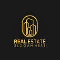 Golden Real estate building property Logo Design Symbol Vector Illustration Royalty Free Stock Photo