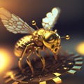 Golden realistic bee. AI render