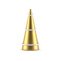 Golden realistic cone shape Christmas tree with white rings 3d template vector illustration