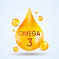 golden realistic drop of vitamins and minerals Omega 3