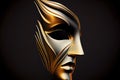 Golden realistic mask isolated on black. Vector 3d illustration