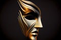 Golden realistic mask isolated on black. Vector 3d illustration Royalty Free Stock Photo
