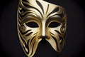 Golden realistic mask isolated on black. Vector 3d illustration
