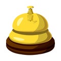 Golden reception bell icon, cartoon style