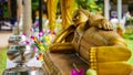 Golden reclining buddha image Royalty Free Stock Photo