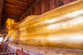 Golden Reclining Buddha in Wat Phra Chetuphon (Wat Pho) Buddhist temple Bangkok, Thailand Royalty Free Stock Photo