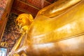 Golden Reclining Buddha in Wat Phra Chetuphon (Wat Pho) Buddhist temple Bangkok, Thailand Royalty Free Stock Photo