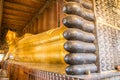 Golden Reclining Buddha in Wat Phra Chetuphon (Wat Pho) Buddhist temple Bangkok, Thailand Royalty Free Stock Photo