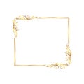 Golden Rectangle Frame with Ornate Floral Decorations Royalty Free Stock Photo