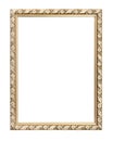 Golden rectangle picture frame isolated on white background with clipping path Royalty Free Stock Photo