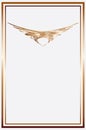 Golden rectangular frame and decorative pattern on a light gray background