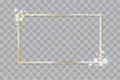 Golden rectangular frame. Photo frame. Graphic element. Vector illustration.