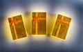 Golden rectangular gift boxes