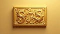 Golden rectangular ornate panel with intricate floral design on a smooth background. Generative AI Royalty Free Stock Photo