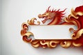 Golden red chinese dragon with paper fire flames