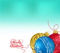 Golden and red christmas ornaments on white background with space for text. Merry christmas card. Winter holidays. Xmas theme Royalty Free Stock Photo