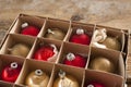 Golden and red colored christmas ornaments Royalty Free Stock Photo