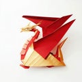 Golden Red creature Origami Dragon Paper Art