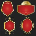 Golden and red framed labels Royalty Free Stock Photo