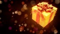 golden - red gift on festival background - object 3D rendering Royalty Free Stock Photo