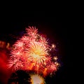 Golden and red large burst.Spectacular fireworks