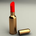 Golden red lipstick is bullet 3d