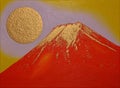 Golden Red Mt.Fuji from Fujiyoshida City Japan