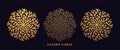 Golden reef coral by round shape. Third set of gold coralline silhouettes