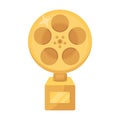 The Golden reel of film.Award for the best playback of the movie.Movie awards single icon in cartoon style vector symbol