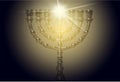 Golden religious menorah isolated on background