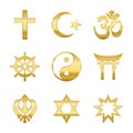 Golden Religious Symbols Royalty Free Stock Photo